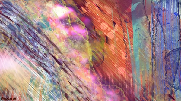 Abstract image with many layers, with veins of gold and lapis 
